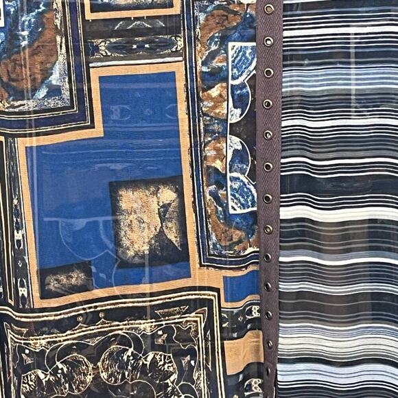 ANAC Women Mesh Abstract Print Dress cowl Neck Sz L Boho Art 90s Y2K bell Sleeve - Picture 7 of 12